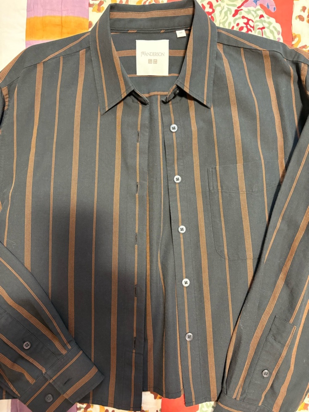 Uniqlo JW ANDERSON Brown Shirt with Brown Vertical Stripes